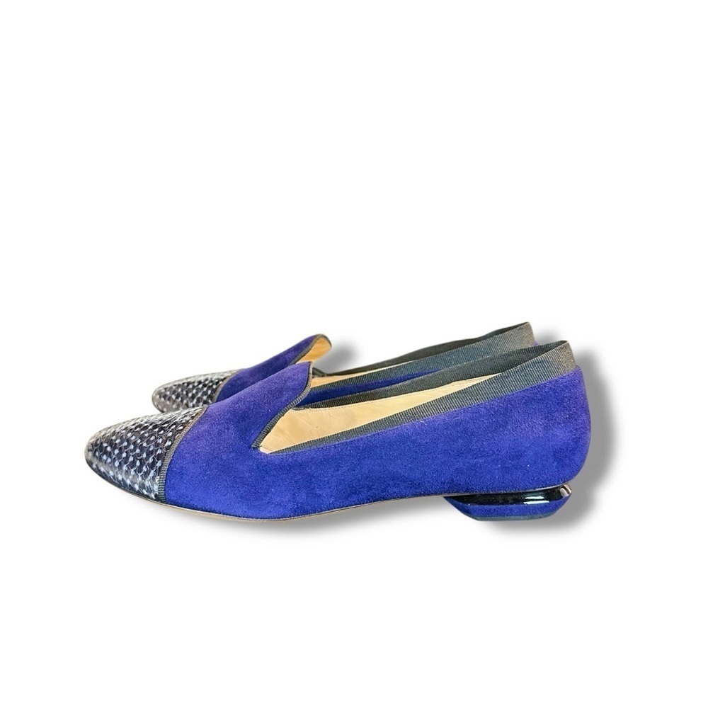NWT Nicholas Kirkwood Blue Suede & Snakeskin Cap Toe Loafers Size 7 ASO Beatrice